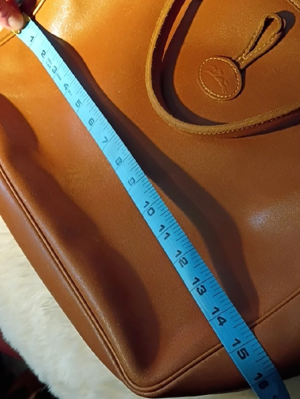 Longchamp Cognac Leather Tote with Gold Toggle - Picture 6 of 10